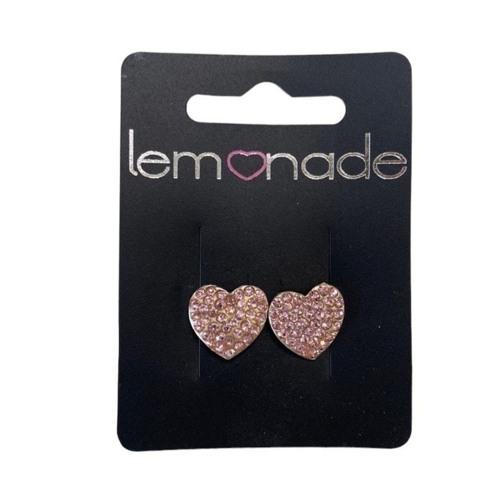 Pink heart rhinestone | Earrings